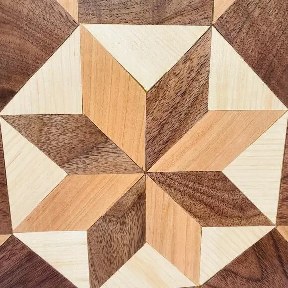 Wood Handcrafted Geometric Pattern Barn Quilt Will Hanging Art Piece - Picture 4 of 16